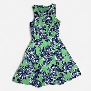 J Crew green and blue floral midi dress - women's 00